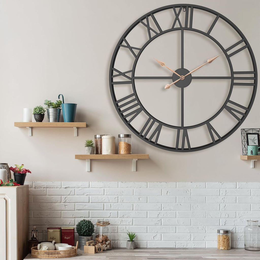 36 Inch Black Metal Roman Numerals Extra Large Giant Wall Clock