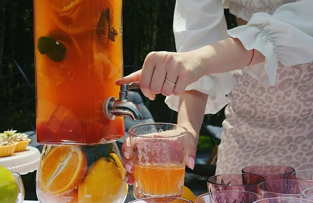 Drink Dispenser, 80 oz, Water Dispenser Countertop, Glass Drink Dispenser, Beverage dispenser, with Leak-Proof