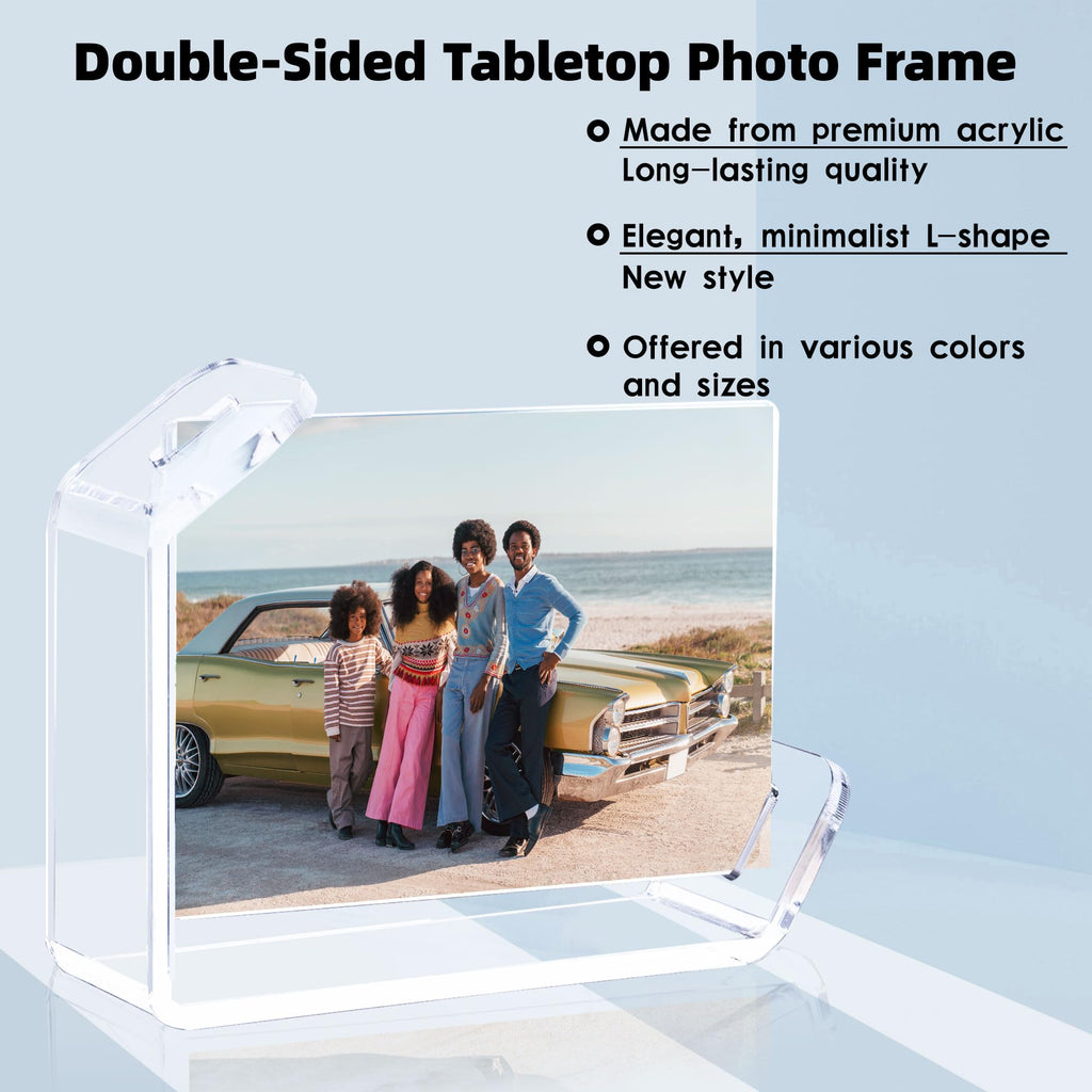 4x6 Picture Frame, 2 Pack Floating Acrylic Photo Frames, Double Sided Modern Tabletop Stands, Horizontal and Vertical