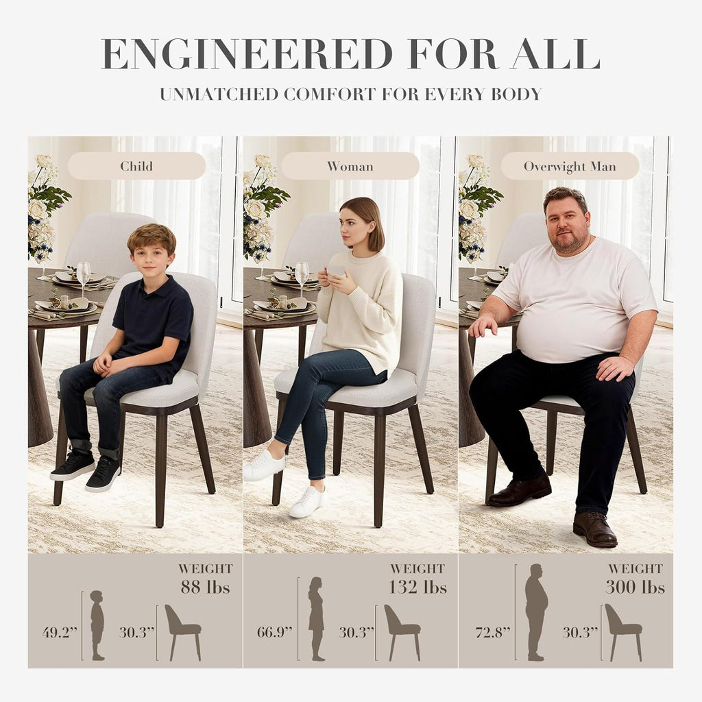 Upholstered Dining Chairs Set of 2, Modern Kitchen Chairs with Back