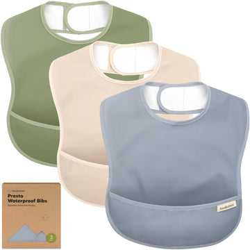 Pack Waterproof Baby Bibs for Eating, Lightweight, Slate