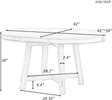 Farmhouse Round Extendable Dining Table with 16" Leaf Wood Kitchen Table (Natural Wood Wash)