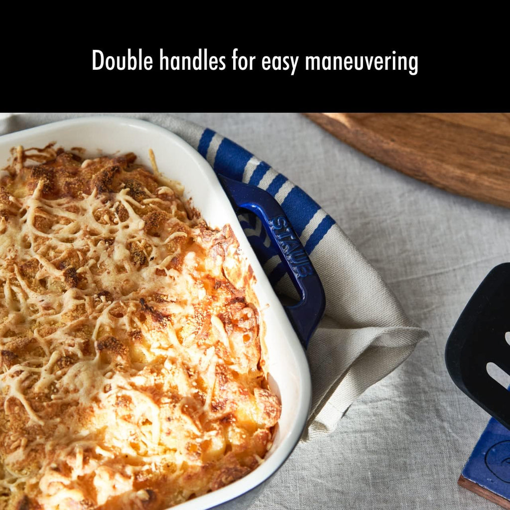 Ceramic 2-pc Rectangular Dish Set - Dark Blue | Oven-to-Table for Casseroles, Lasagnas, & Roasting. Dishwasher Safe.