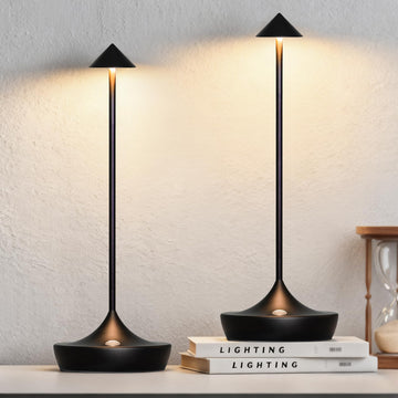 Cordless Rechargeable LED Table Lamp Set of 2, Black