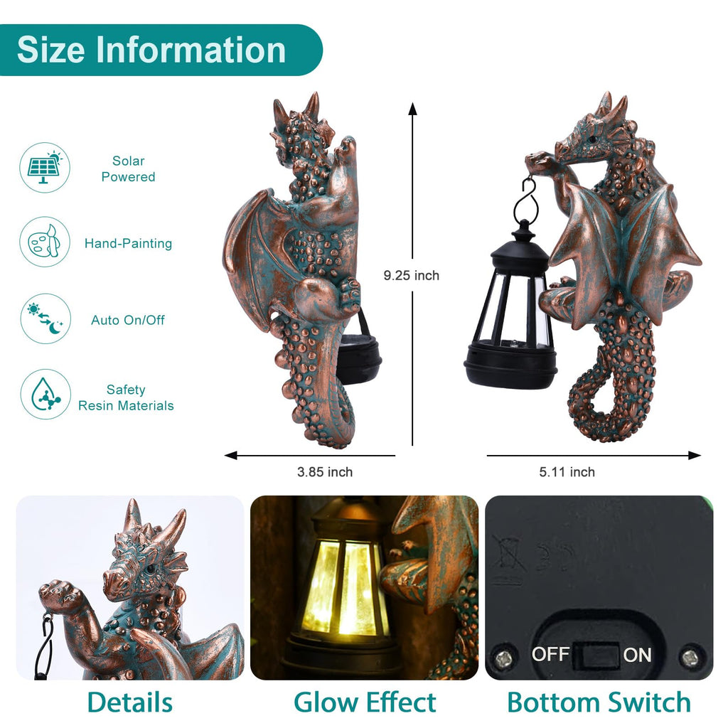 Dragon Tree Hugger Solar Lantern Garden Statue 2-Pack