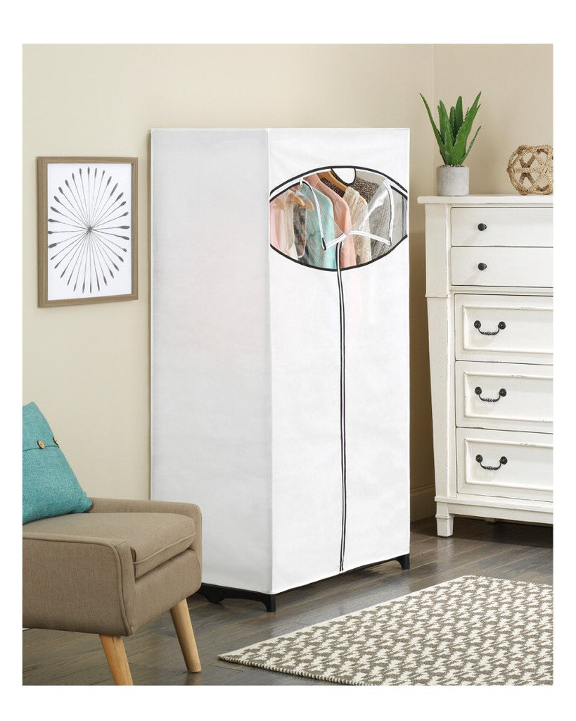 White, Clothes Closet fabric cover, 36"