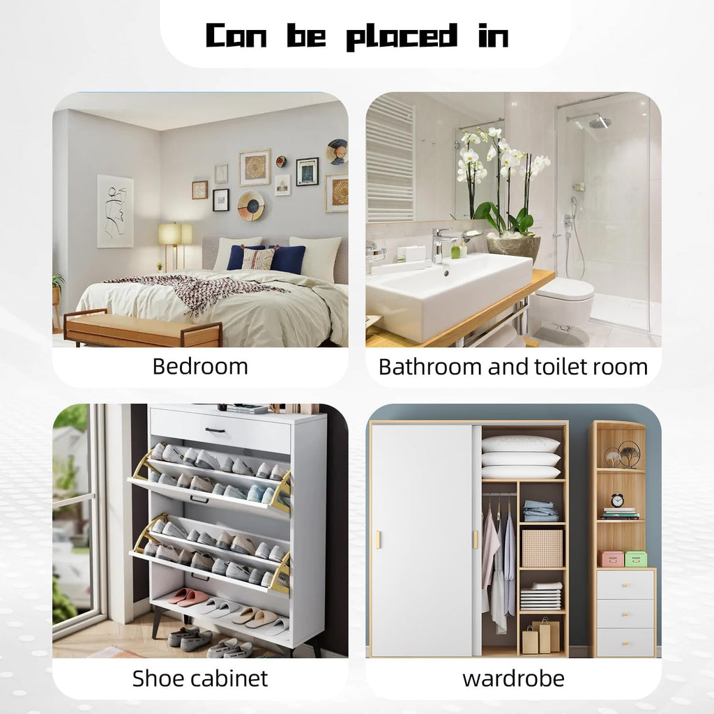 Hanging Moisture Absorbers, Portable Dehumidifier Bags, Fragrance Free Humidity Absorber for Closet
