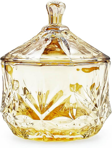 8oz Glass Candy Jar with Lid,Small Crystal Fall Candy Dish,Apothecary Jar for Cotton Balls Q Tips Small Accessories