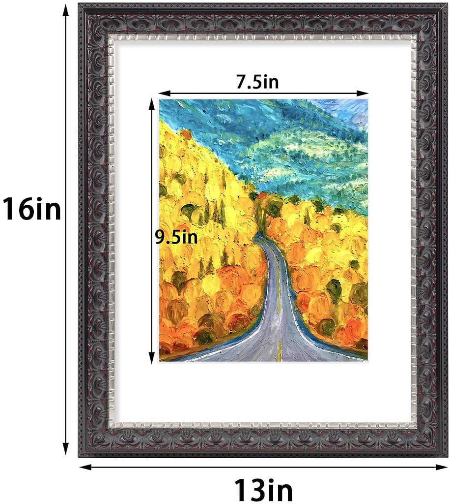 11x14 Black & Silver Photo Frame Mat for 8x10 Real Glass