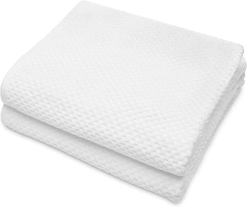 Euro Spa Waffle Weave Bath Sheet - Set of 2 White Towel Sheets | Pure 100% Ringspun Cotton Oversized Luxurious Towel