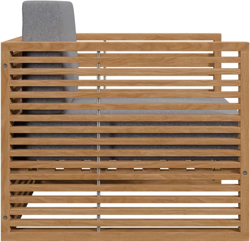 Carlsbad 3-Piece Teak Wood Outdoor Patio Set in Natural and Gray