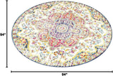 Area Rugs - 8ft Round Romaine Vintage Boho Fuchsia Mustard Blue Round Area Rug