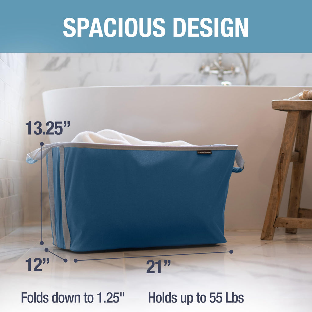 Collapsible Laundry Baskets, 60L 2 Pack, 55 lb, Pop-Up, Denim