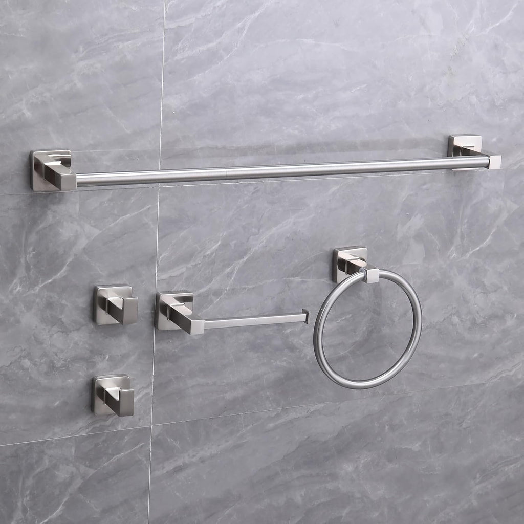 5 Piece Bathroom Hardware Accessories Set Brushed Nickel,24 Inch Towel Bar Set,Towel Rack Set,Bathroom Towel Holder