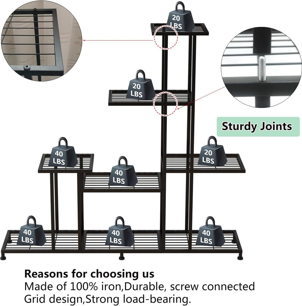 Heavy Duty Metal Plant Stand, 5 Tiers Multifunctional Plant Stand for Indoor Outdoor, for Tall Large Rack Garden