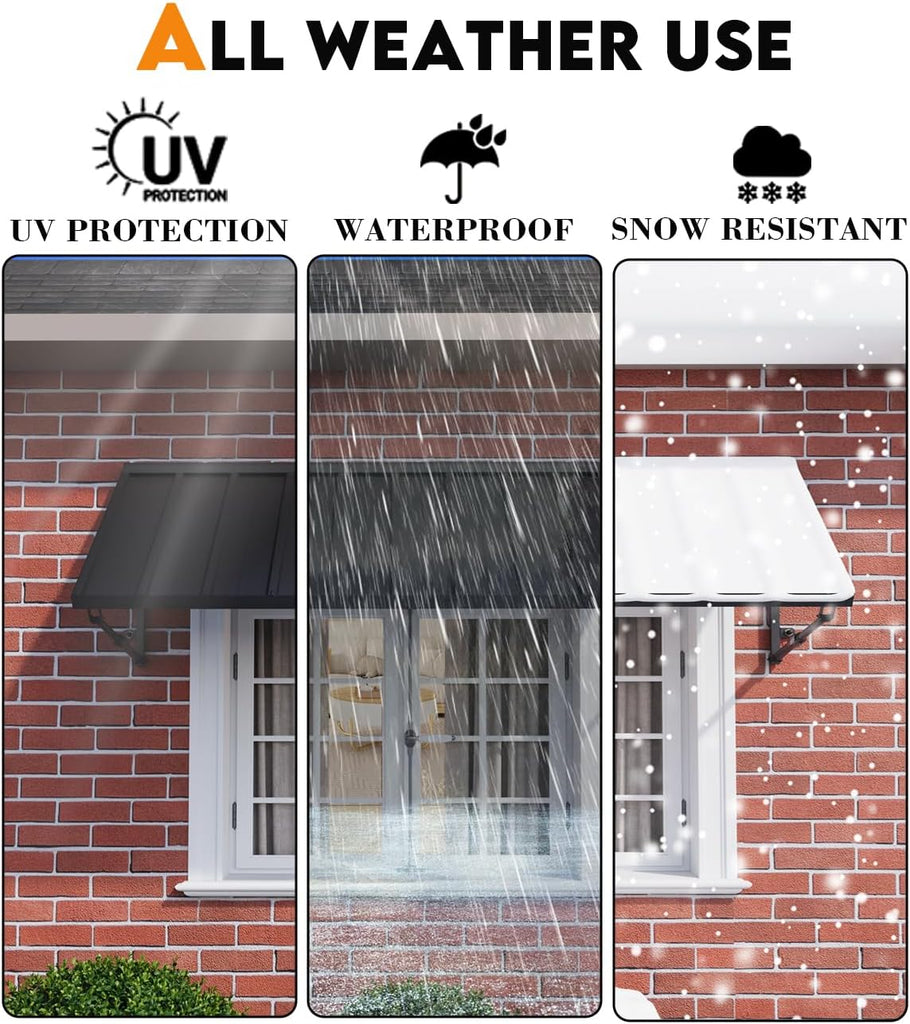 81x24 Inch Metal Awning for Door Entrance, Heavy-Duty Window Awning with Adjustable Angle, Weather-Resistant Outdoor