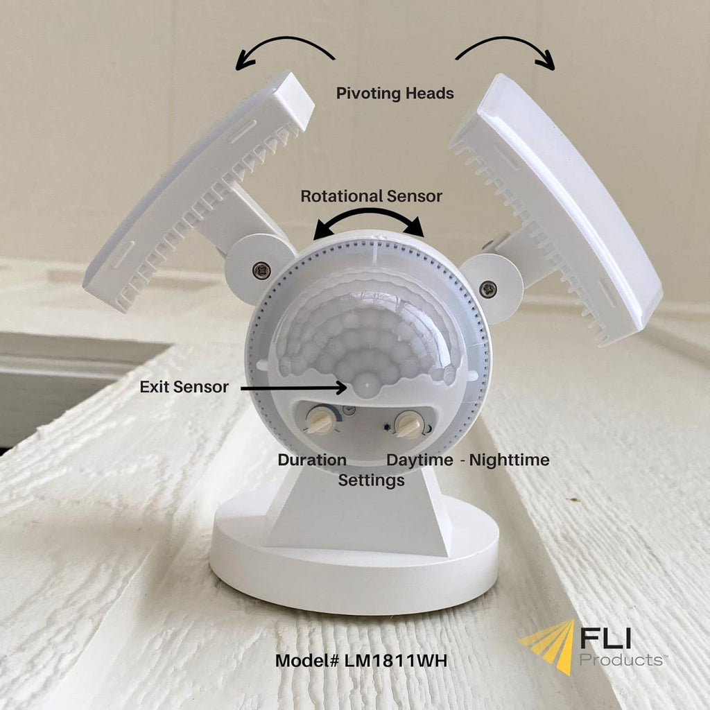 LED Outdoor Motion Sensor Security Floodlight - 1100 Lumens, 180° Detection, Weatherproof Design, Versatile Eave or