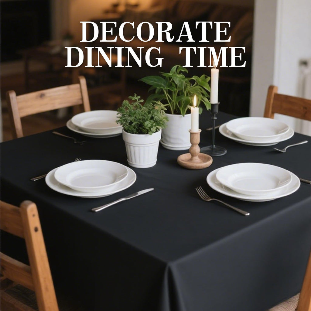 10 Pack Black Table Cloth Rectangle 60X102 Inch Fit 6FT Table
