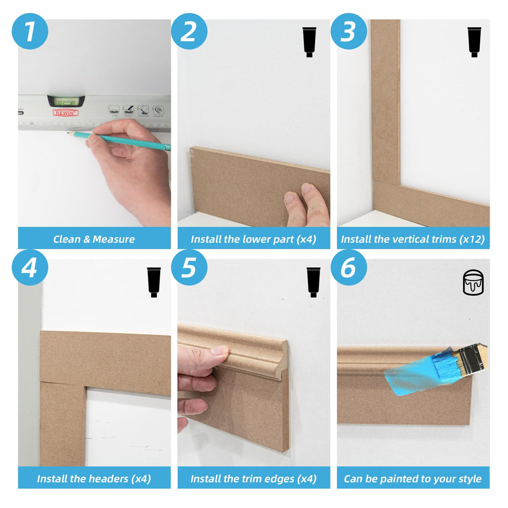 MDF Premade Paintable Board and Batten Wainscoting Kit, 189 x 54 in