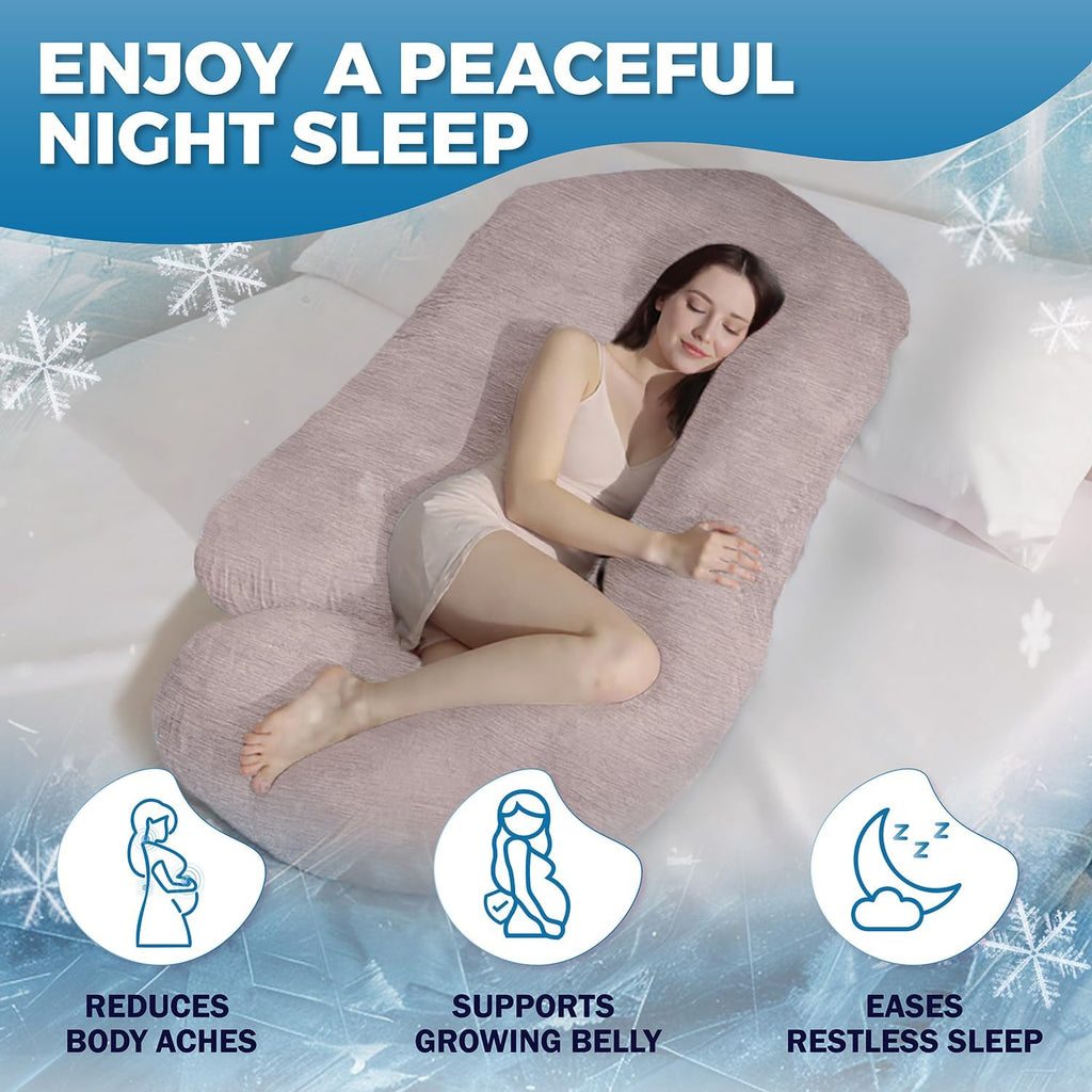 Pregnancy Pillows for Sleeping - 57-Inch Maternity Pillow for Pregnant Women with Removable Washable Cover - Support
