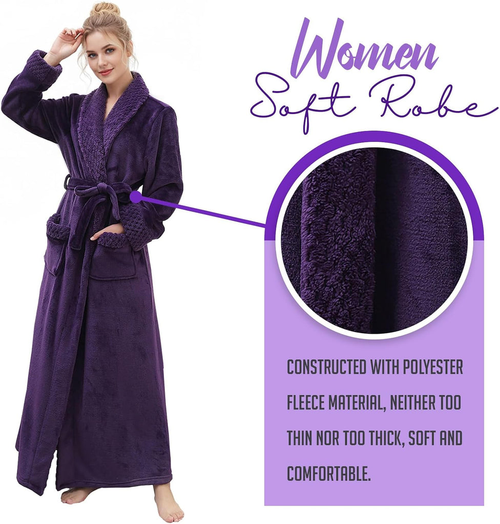 Premium Long Robes for Women: Warm Super Plush Soft Fleece Bathrobes