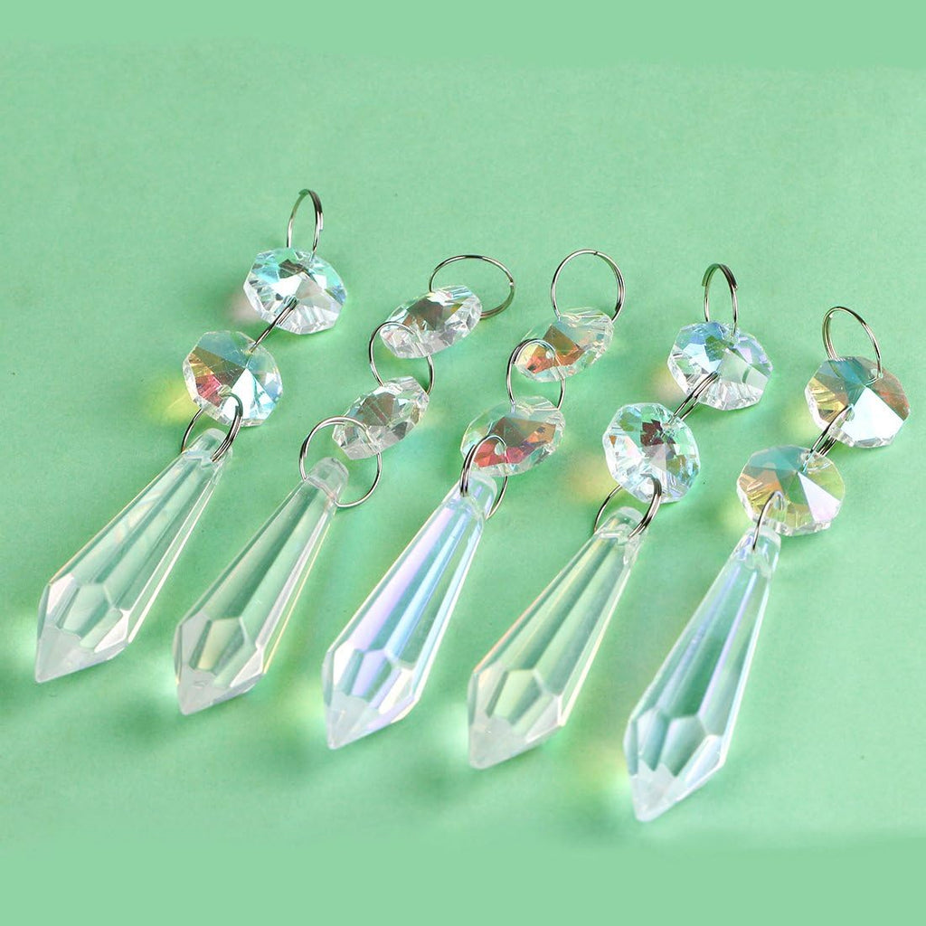 20 Pcs 55mm Aurora Crystal Icicle Prisms Chandelier Decor Sun Catchers - Aurora Crystal Icicle Prisms Pendants