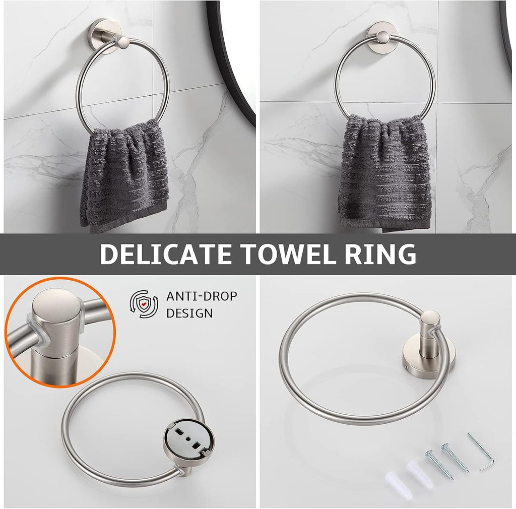 Bathroom Accessory Set Brushed Nickel 4-Pieces Bathroom Towel Rack 24 Inches Adjustable Bathroom Hardware Set
