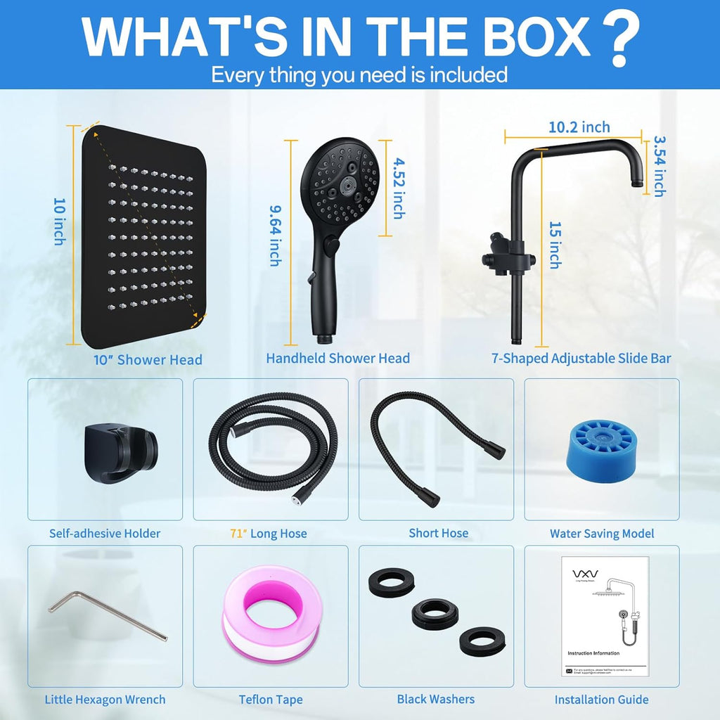 High Pressure Rainfall Shower Head with Handheld Combo: Upgrade Dual Shower Head with 10 Inch Fixed Rain Showerhead