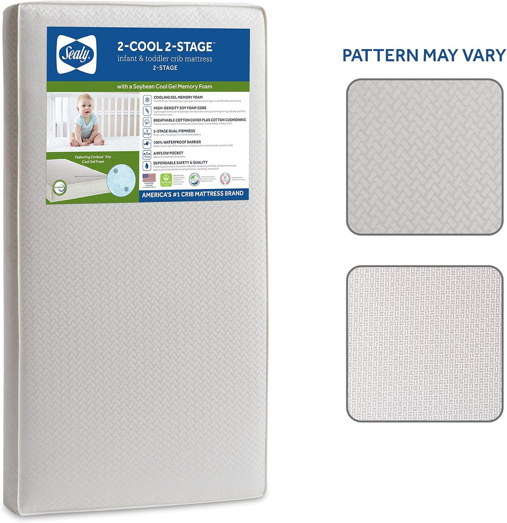 2 Cool 2 Stage Breathable Crib Mattress GREENGUARD Gold Certified, Made in USA, Premium Extra Firm Cooling Foam