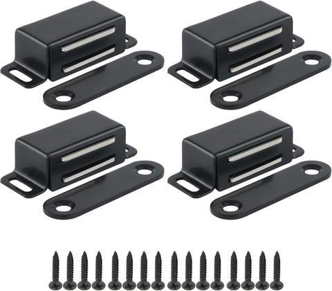 Magnetic Cabinet Door Catch 4Pcs,Cabinet Door Magnets Catches Magnetic Door Closers for Cabinets,Stainless Steel Black