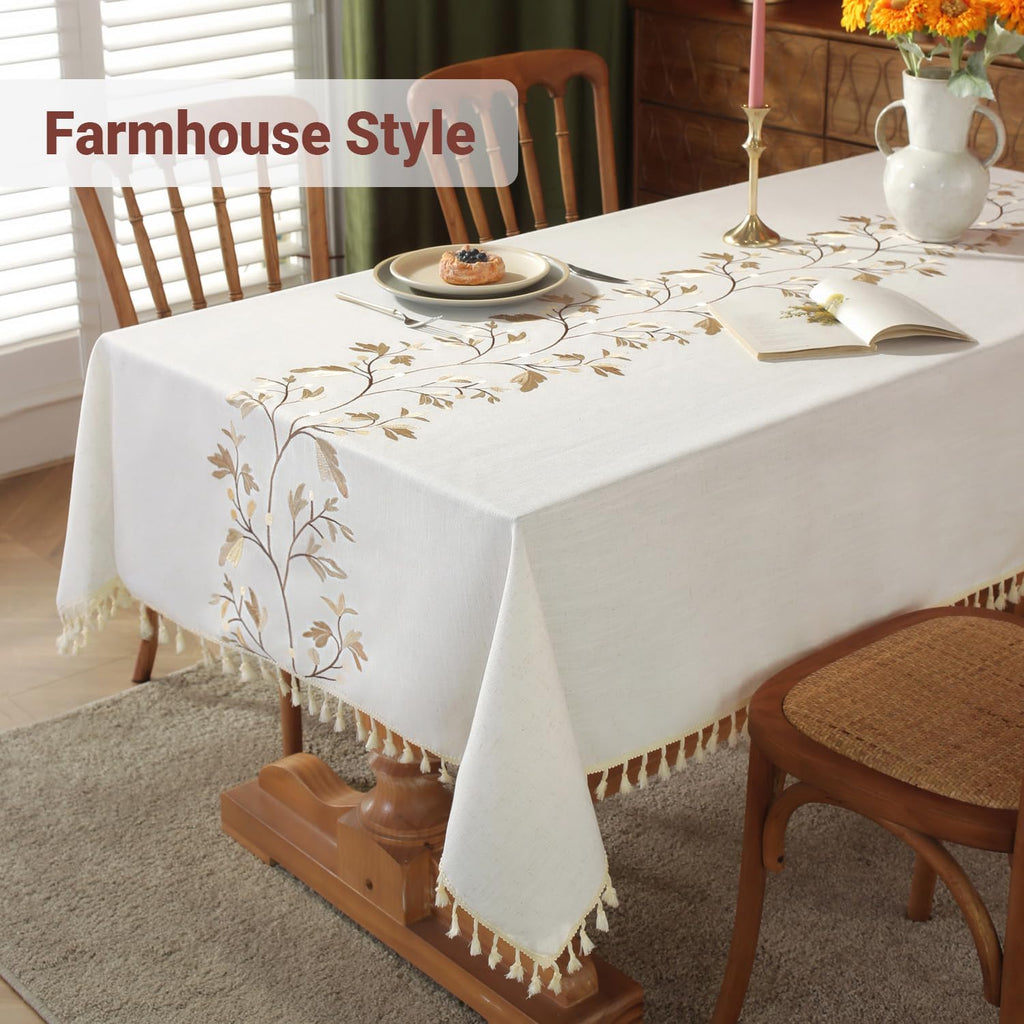 Cotton Linen Waterproof Tablecloth for Dining Table Farmhouse Kitchen Rectangle Table Cloth Coffee W