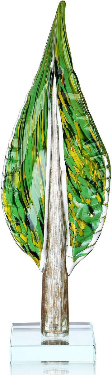 16 Inch Blown Glass Tree of Life Leaf Sculpture Decor