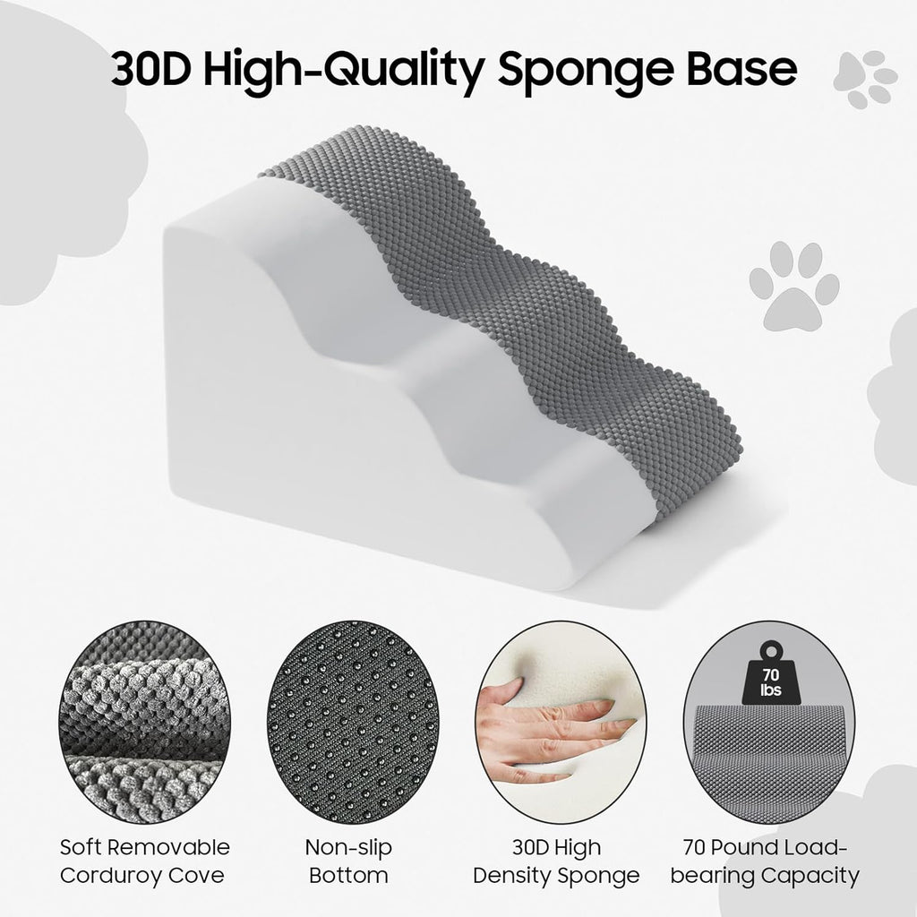 Pet Stairs for Small Dogs and Cats, Comfortable Curved Design with Waterproof Cover