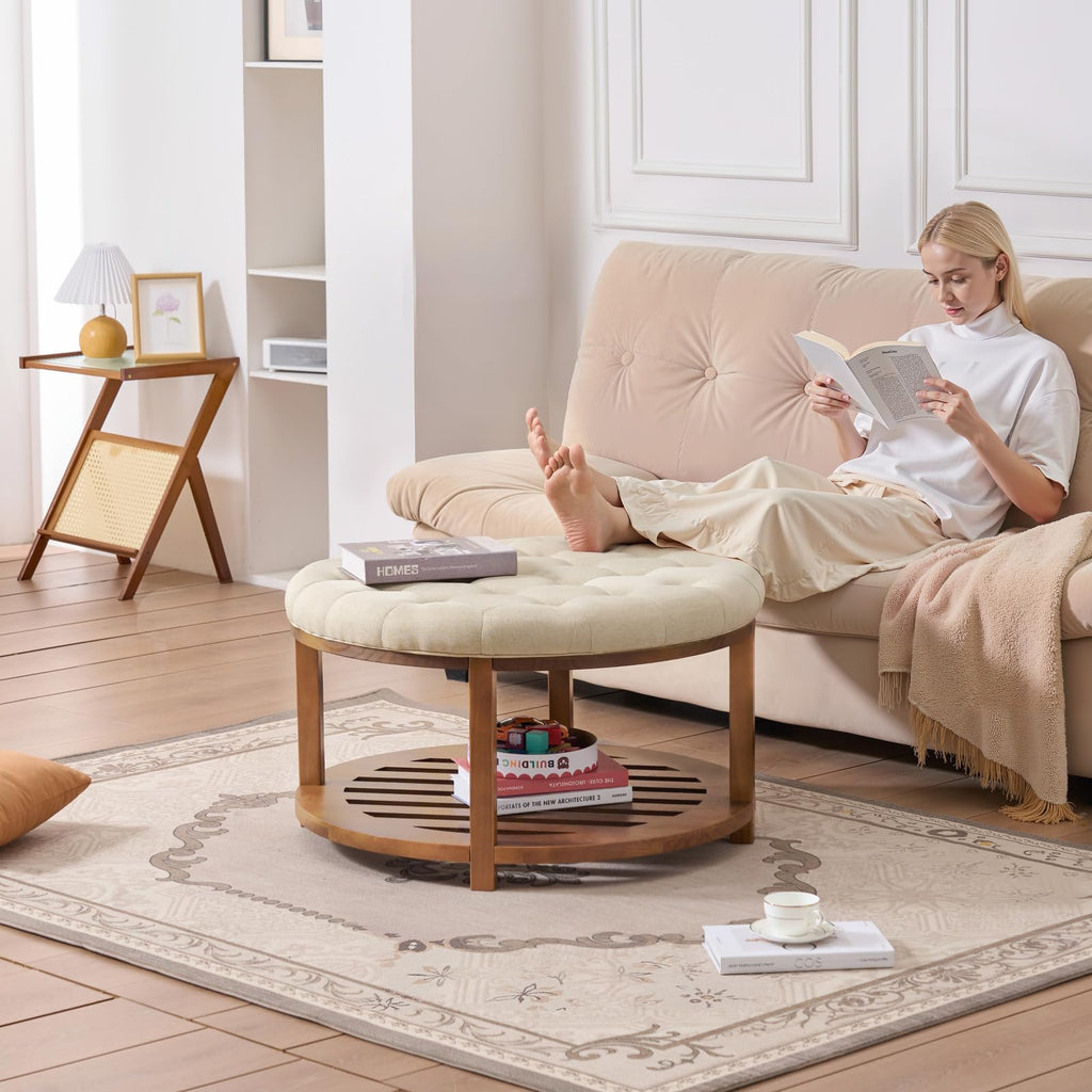Large Round Ottoman Coffee Table, Ottoman Living Room