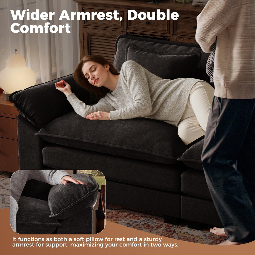 154" Modular Sectional Sofa, Comfy Cloud Couch with 4 Movable Ottomans, Oversized 8-Seater Chenille Deep Seat Sofa