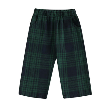 Toddler Baby Boy Girl Gingham Pants Retro Flannel Plaid Pants Fall Winter Elastic Waist Long Trousers with Pockets