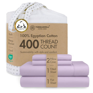 400 Thread Count Egyptian Cotton Full Sheet Set, Sateen, Lilac