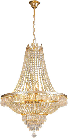 Luxury Crystal Chandelier, Modern Gold/Silver French Empire Crystal Ceiling Chandelier LED Ceiling Light Fixture Lamp Hanging Lighting Home Decor Lamp for Living Room Bedroom Foyer (Gold) A108-B0CNKD55NC