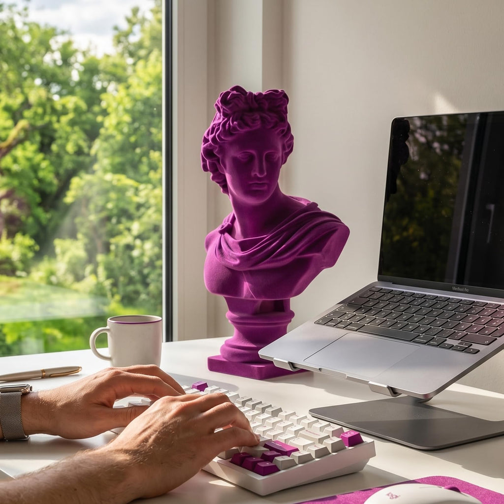 11.5" Apollo Bust Statue with Soft Flocked Finish
