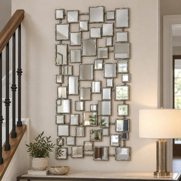 Large Modern Accent Wall Mirror Silver 23.6"x47" Metal Framed Decorative Mirror Bedroom Living Room Home Decor