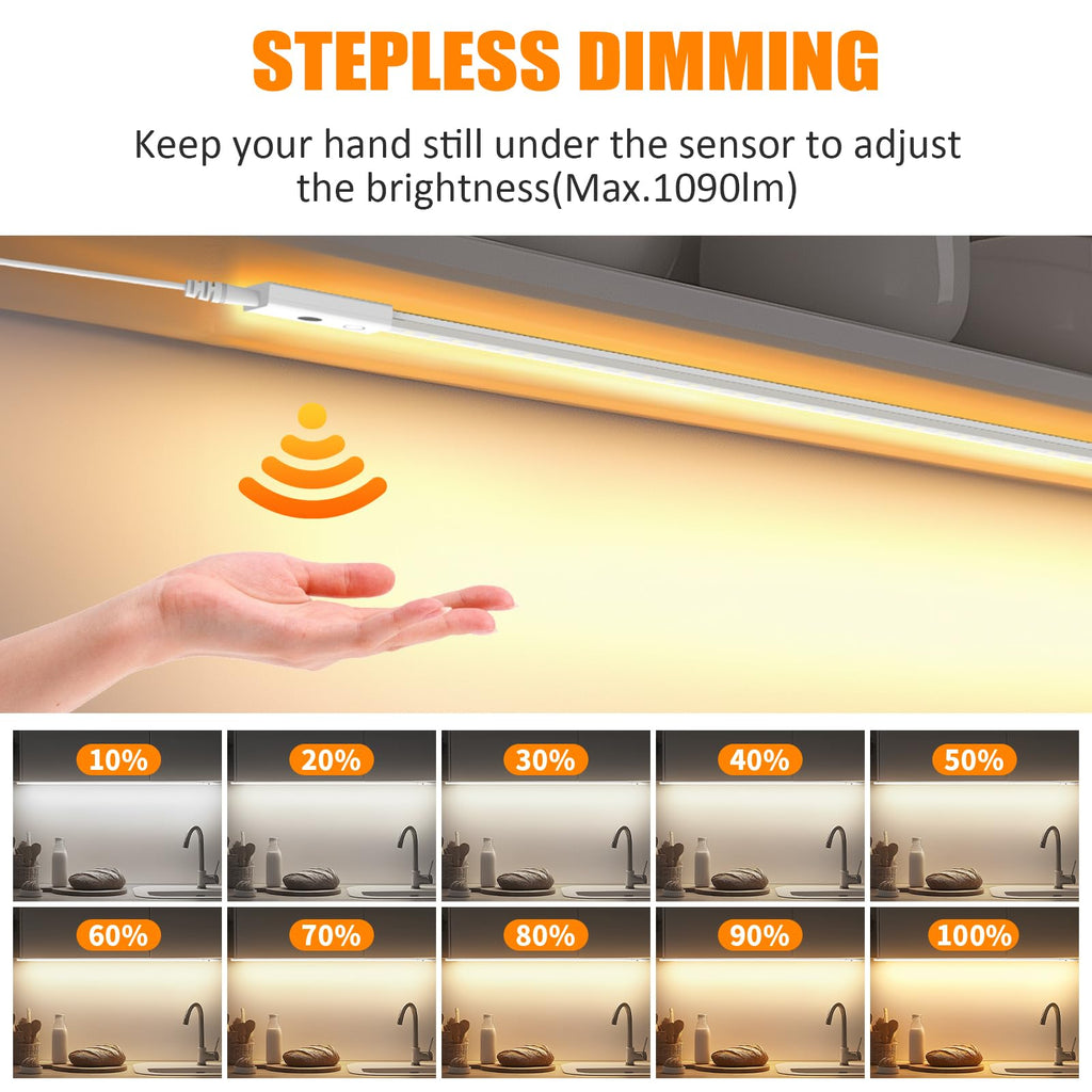 80in Smart Under Cabinet Lights, Handwave Sensor Under Counter Lights, 2700K-6500K 1090lm Stick-on Closet Light