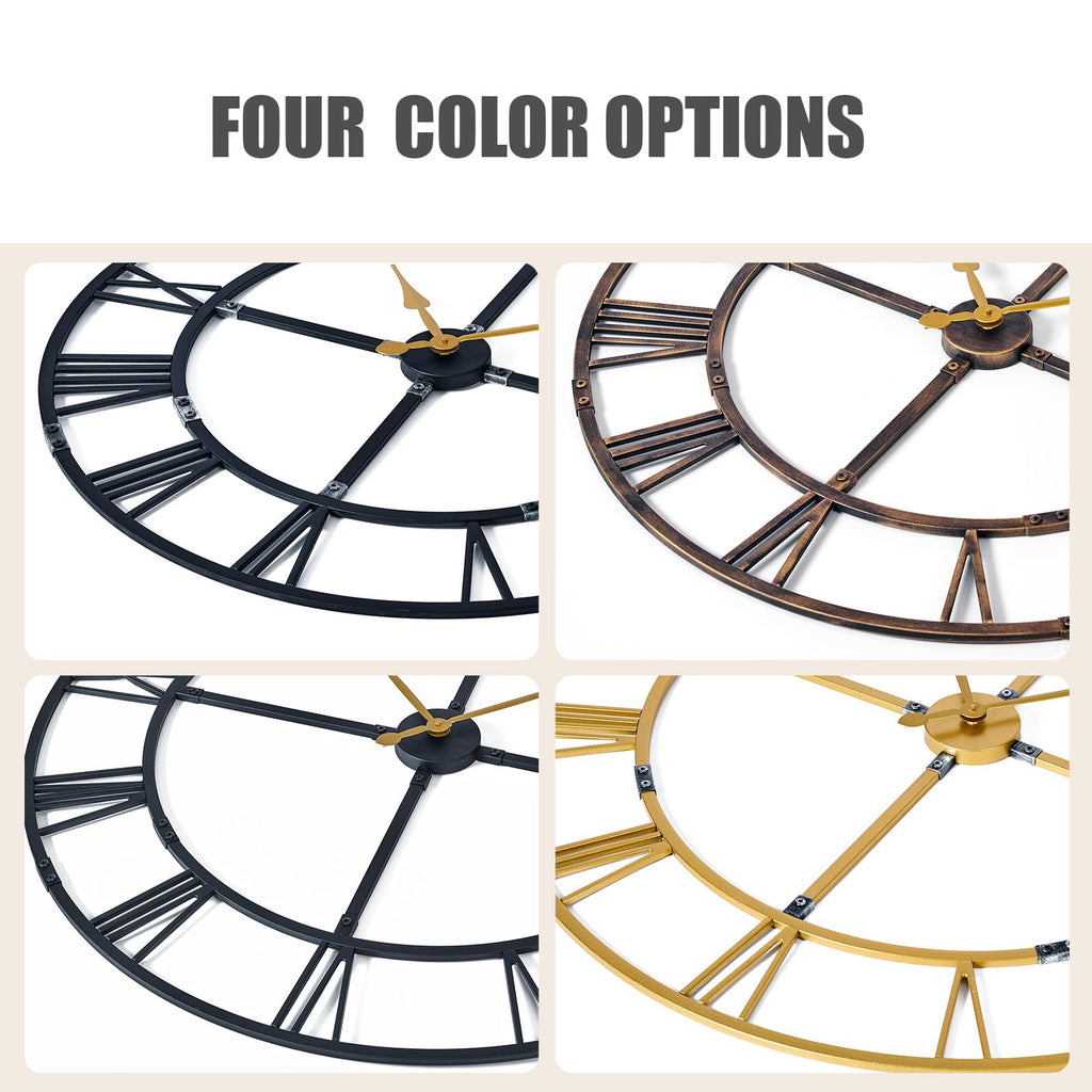 32 Inch Large Silent Wall Clock, Easy Assembly Roman Numeral Black