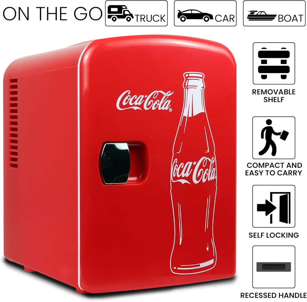 Mini Fridge for Bedroom Cosmatic Office 4L Small Refrigerator 6 Can Mini Dorm Fridge Portable Cooler 12V DC 110V AC