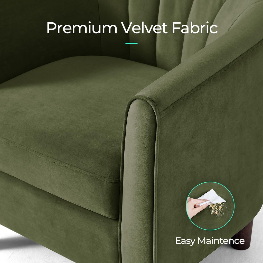 Accent Chair with Ottoman, Modern Barrel Chair Comfy Armchair Reading Chair with Footrest, Small Round Arms Chair