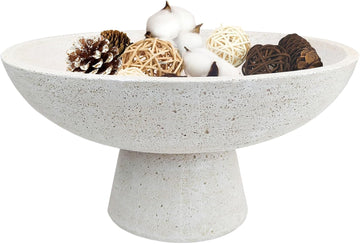 Large Decorative Fruit Bowl - Modern Handcrafted Resin Pedestal Bowl Counter, Entryway Key Holder & Table