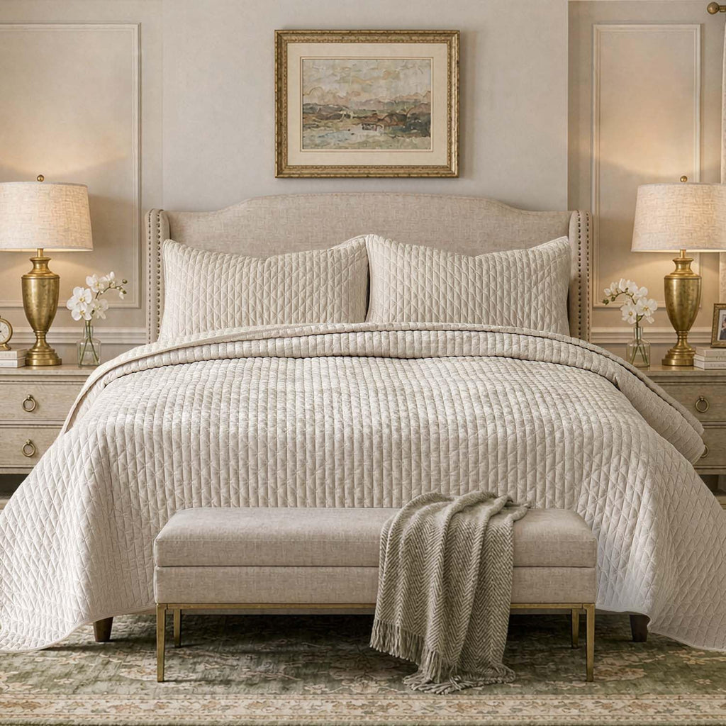 Velvet Oversized King Size Quilt 120x120 3-Piece Bed Set