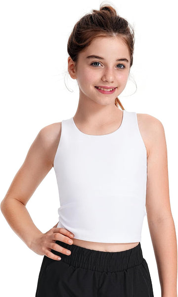 Girls Tank Tops Athletic Tanks with Bra Racerback Sports Top