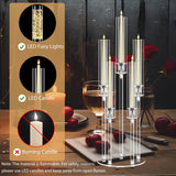 2 Sets 5 Arms Acrylic Candelabra Centerpieces for Tables,Clear Candle Holder,27" Tall Candlestick Holders with