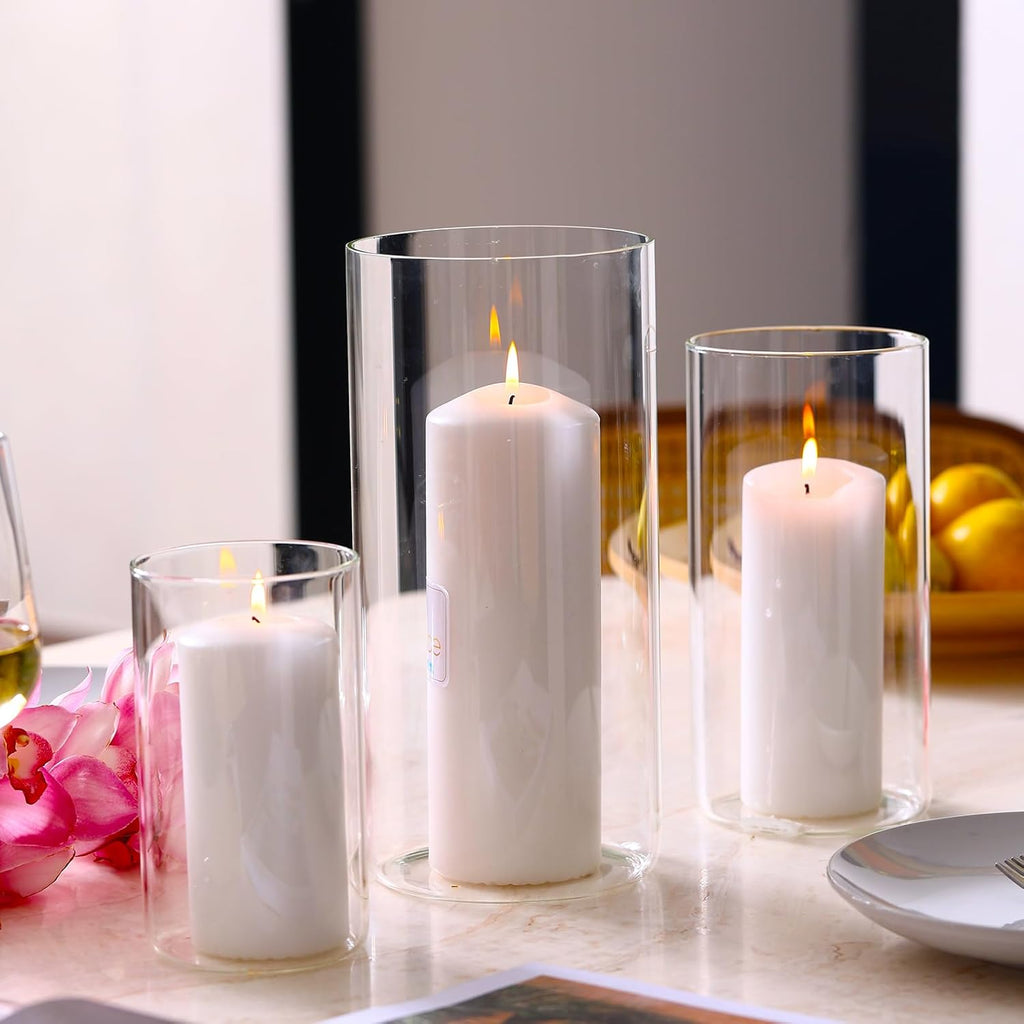 Hurricand Candle Holder 18 PCS, Glass Pillar Candle Holder, Clear Glass Cylinder Candleholder Glass Cylinder Vase for