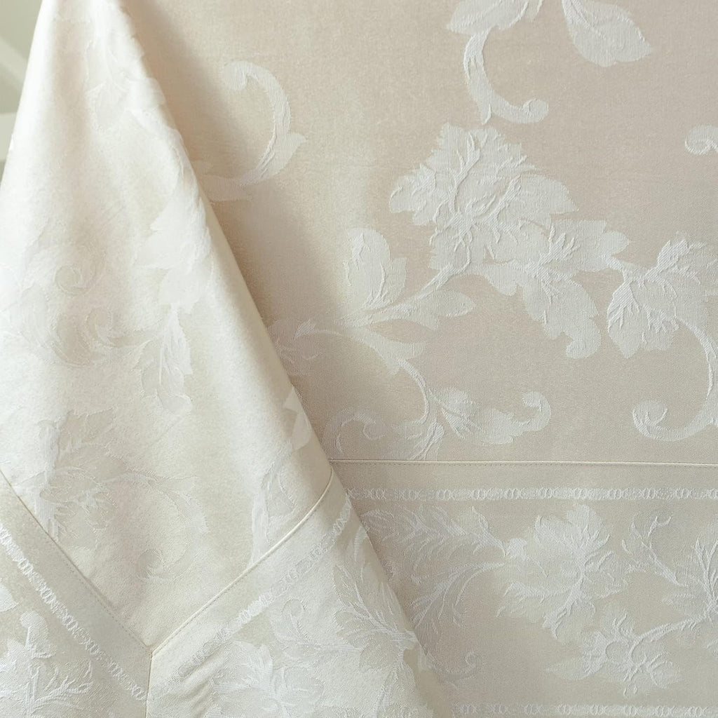 Harmony Scroll Woven Damask Fabric Tablecloth, Everyday, Parties, Special Occasions, Weddings Table Cloth